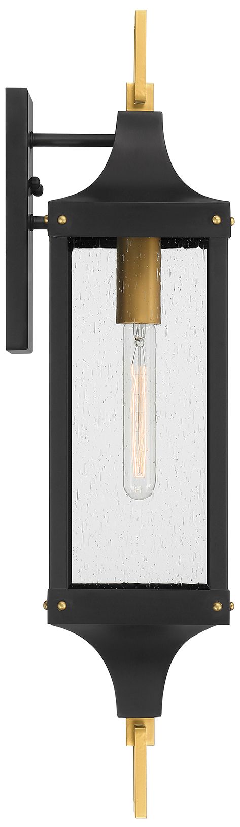 Image 5 Glendale 1-Lt Outdoor Wall Lantern Matte Black and Weathered Brushed Brass more views