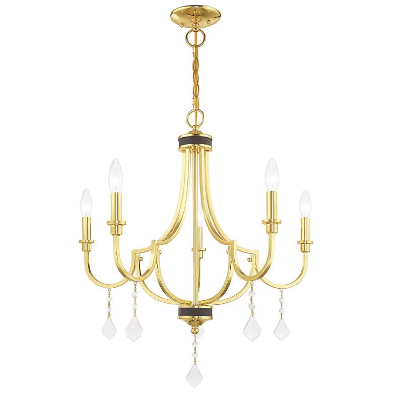 Image 6 Glendale 24 1/2" Wide Polished Brass 5-Light Chandelier more views