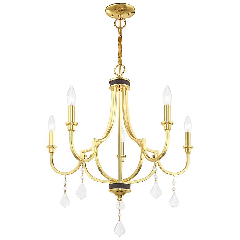 Image 7 Glendale 24 1/2" Wide Polished Brass 5-Light Chandelier more views