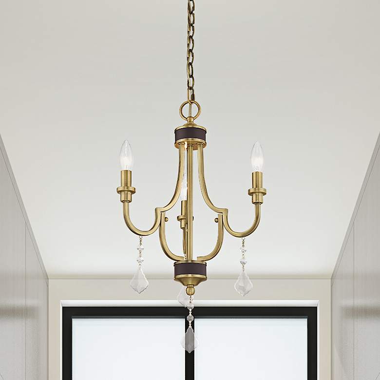 Image 2 Glendale 3 Light Antique Brass Mini Chandelier