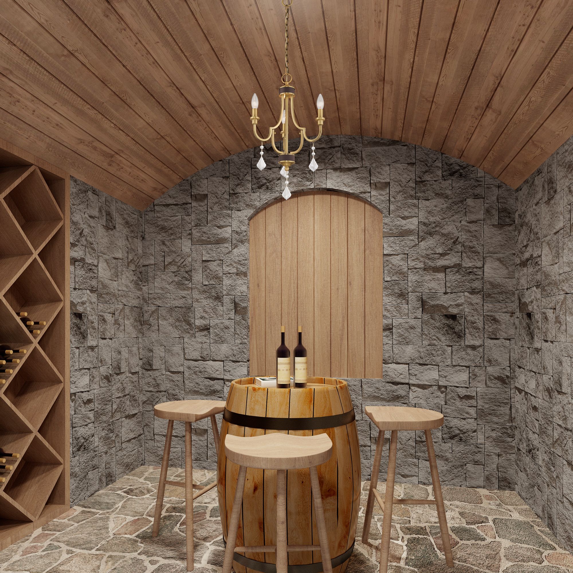 Glendale 3 Light Antique Brass Mini Chandelier in scene