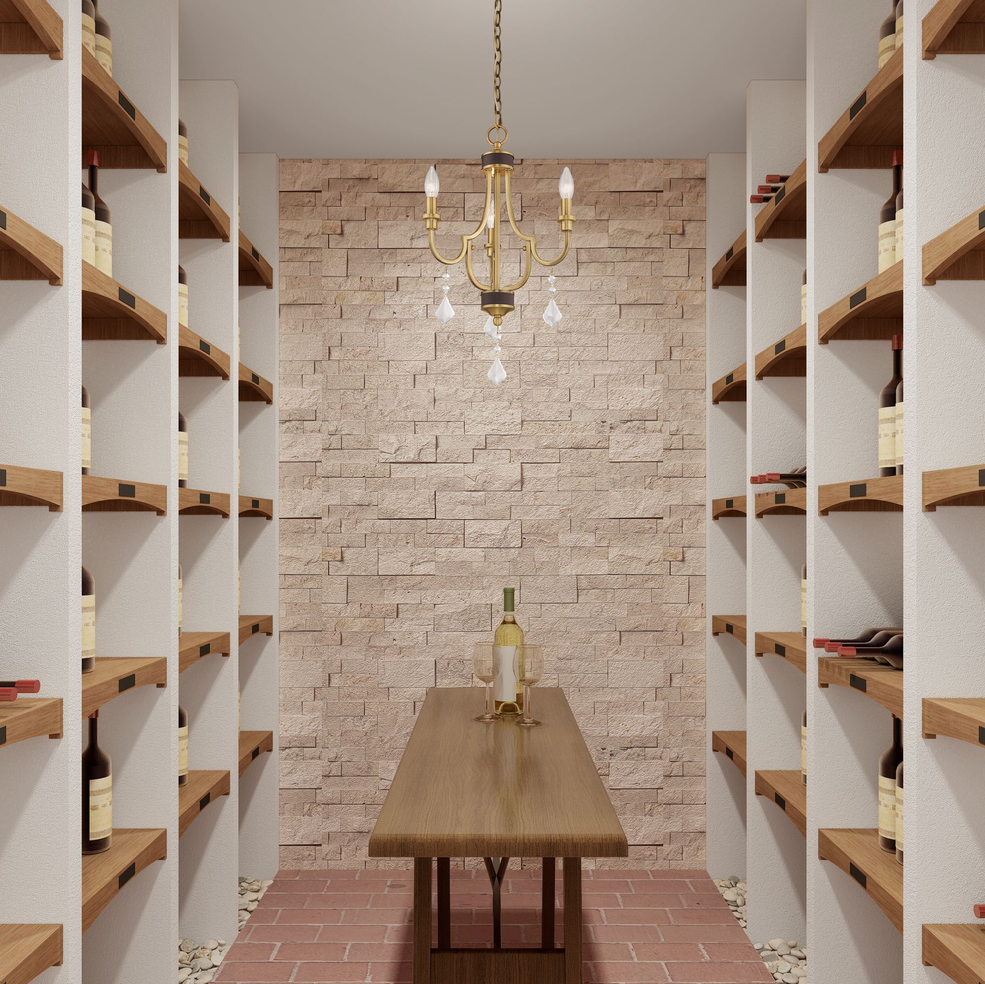 Glendale 3 Light Antique Brass Mini Chandelier in scene