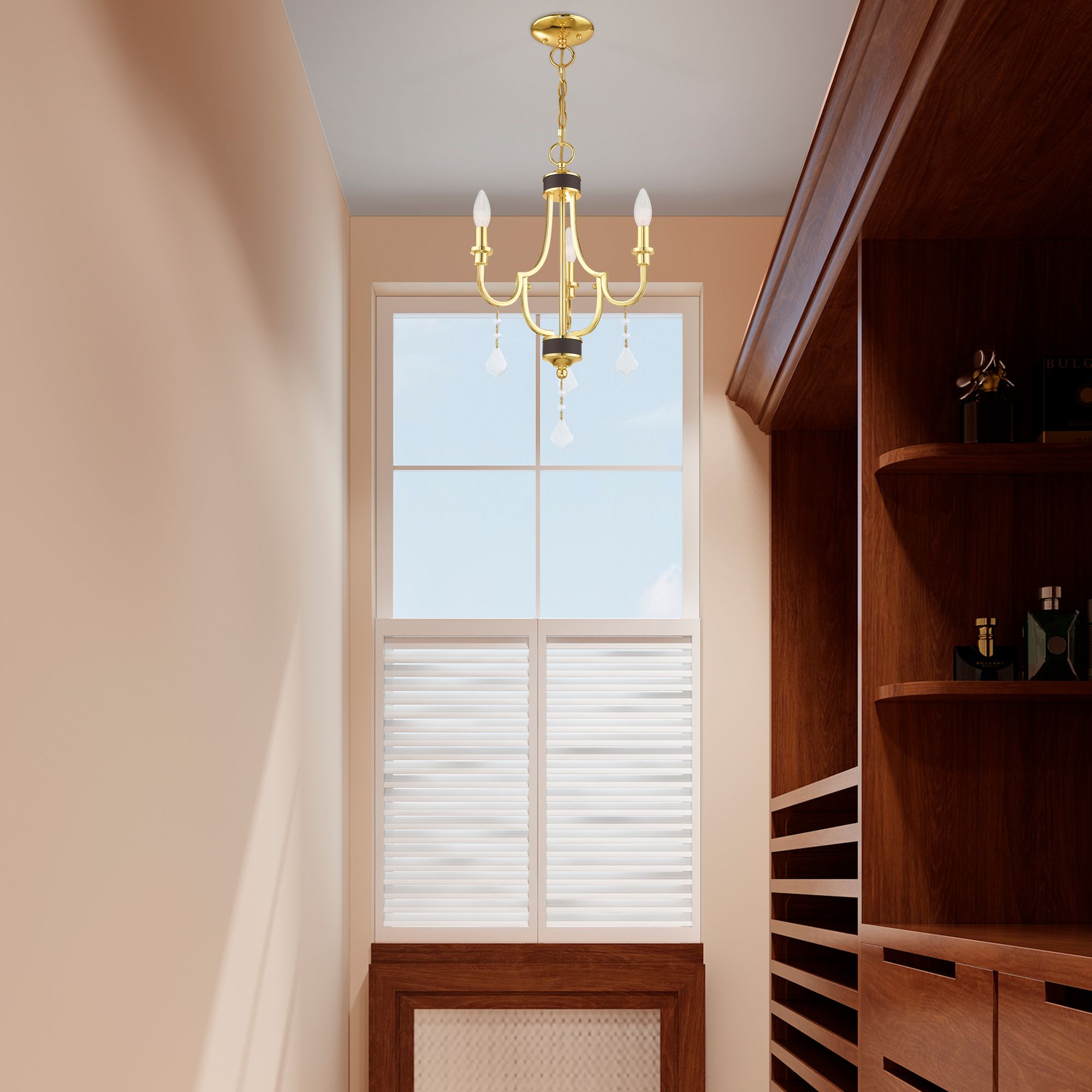 Glendale 3 Light Polished Brass Mini Chandelier