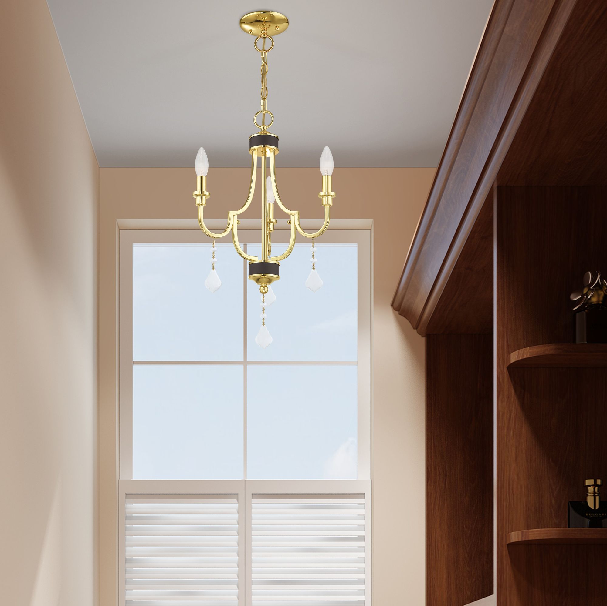 Glendale 3 Light Polished Brass Mini Chandelier