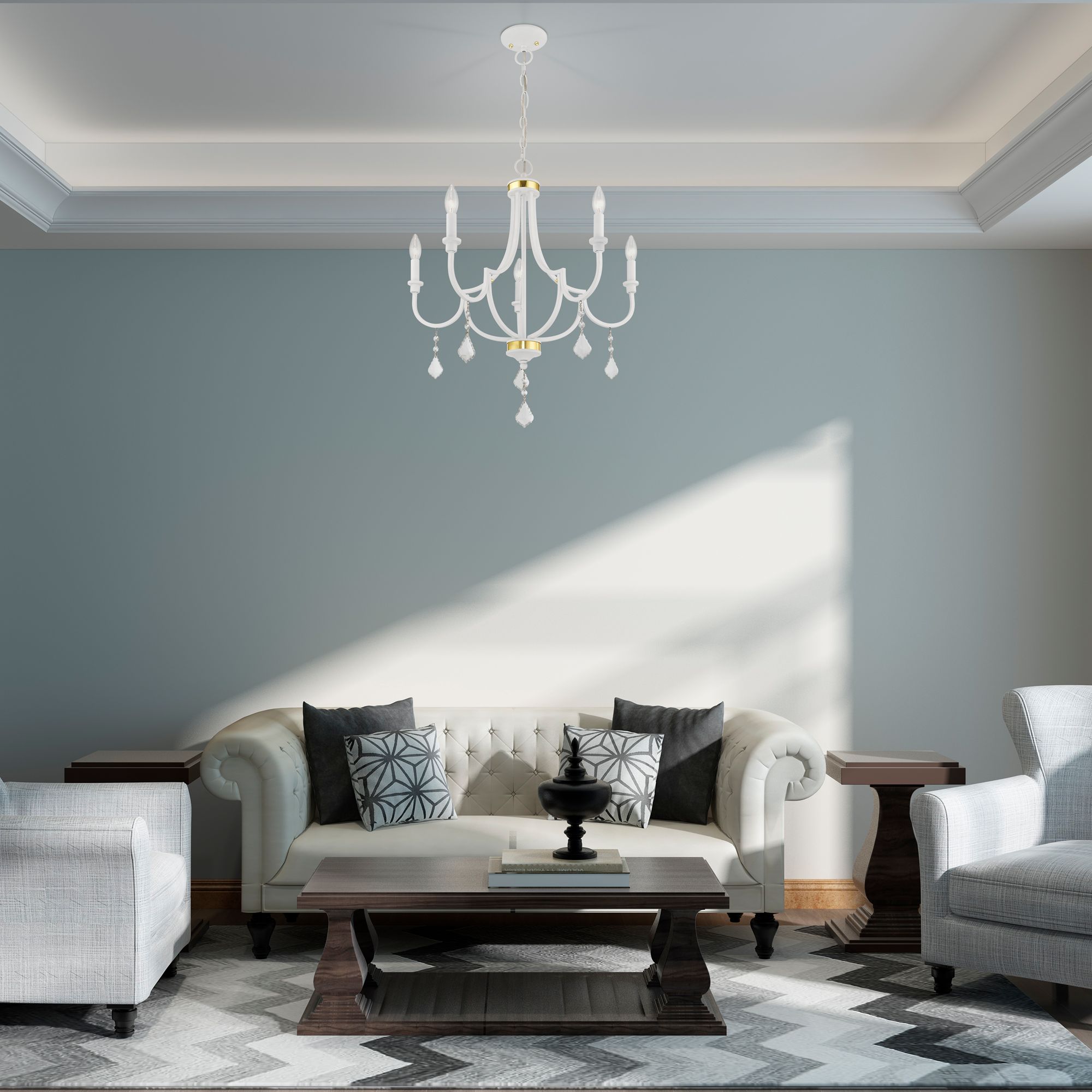 Glendale 5 Light White Chandelier