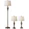 Glendale Brushed Steel 3-Piece Floor and Table Lamp Set