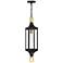 Glendale Outdoor Hanging Lantern in Matte Black and Weathered Brushed Brass