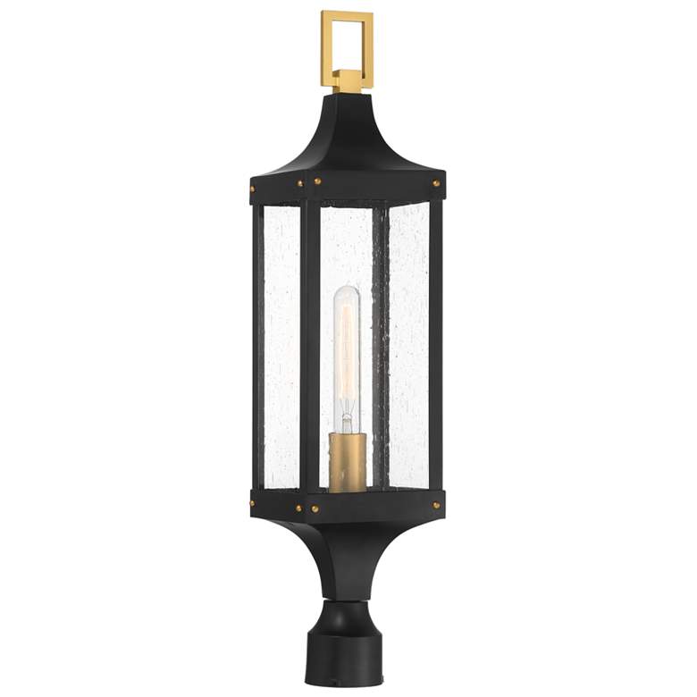 Image 1 Glendale Outdoor Post Lantern in Matte Black and Weathered Brushed Brass