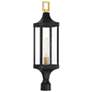 1_Glendale Outdoor Post Lantern in Matte Black and Weathered Brushed Brass