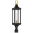 Glendale Outdoor Post Lantern in Matte Black and Weathered Brushed Brass