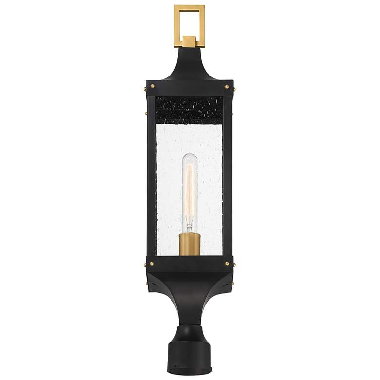 Image 3 Glendale Outdoor Post Lantern in Matte Black and Weathered Brushed Brass more views