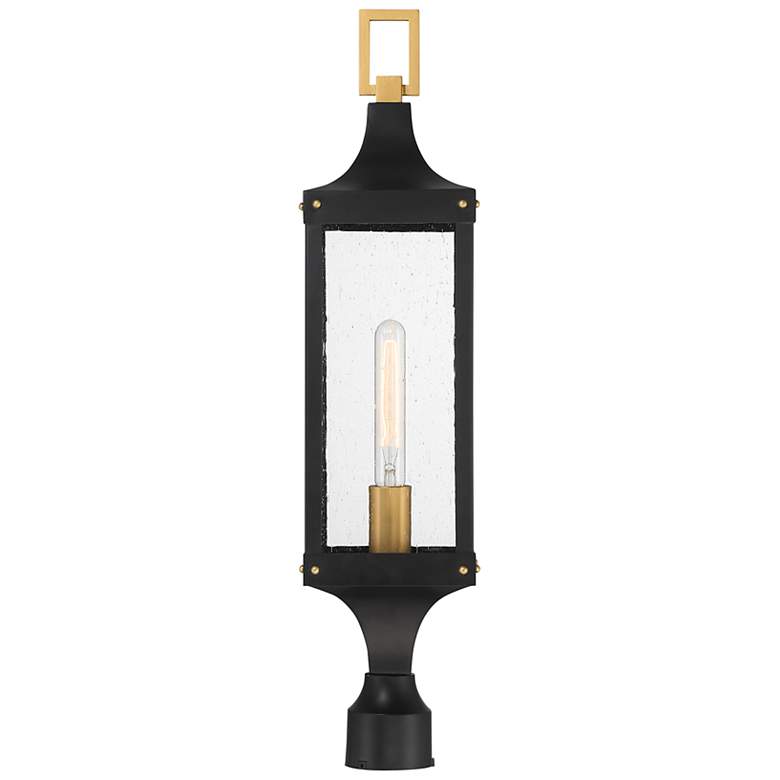 Image 4 Glendale Outdoor Post Lantern in Matte Black and Weathered Brushed Brass more views