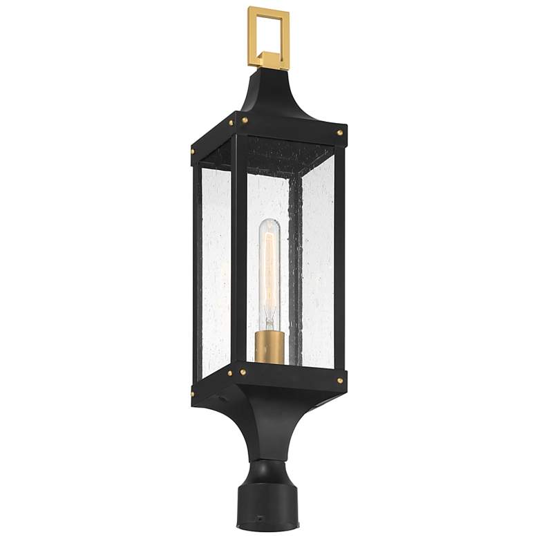 Image 5 Glendale Outdoor Post Lantern in Matte Black and Weathered Brushed Brass more views