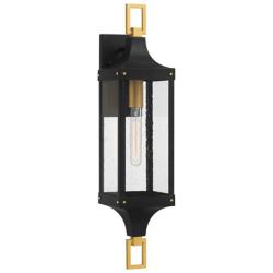 Glendale Outdoor Wall Lantern in Matte Black and Weathered Brushed Brass