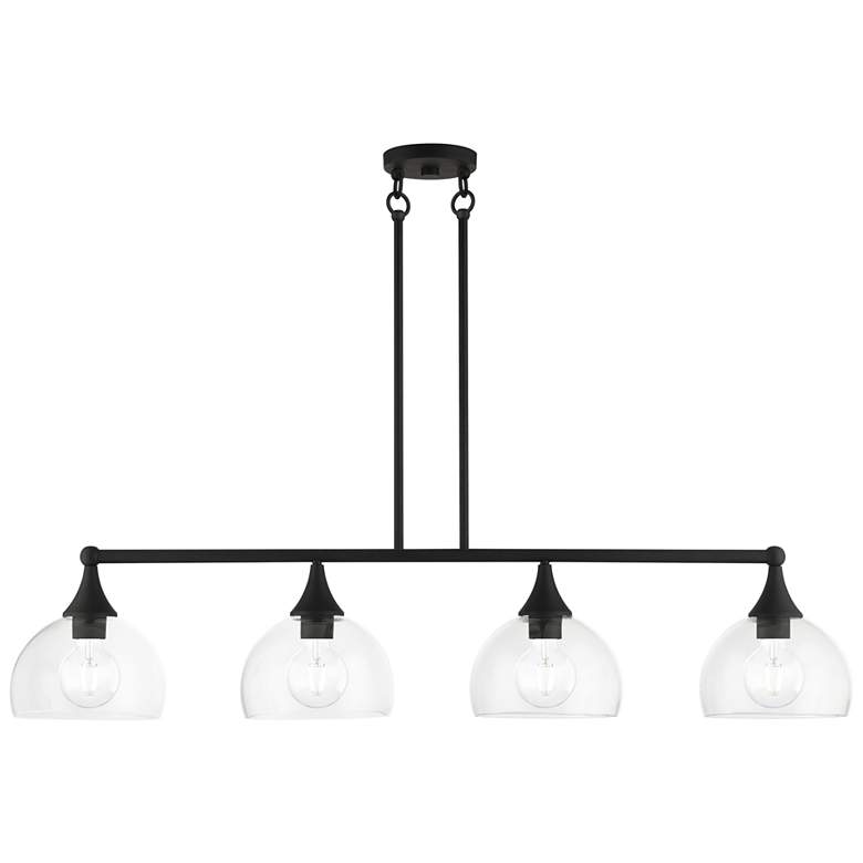 Image 2 Glendon 45"W Black 4-Light Linear Chandelier w/ Clear Glass