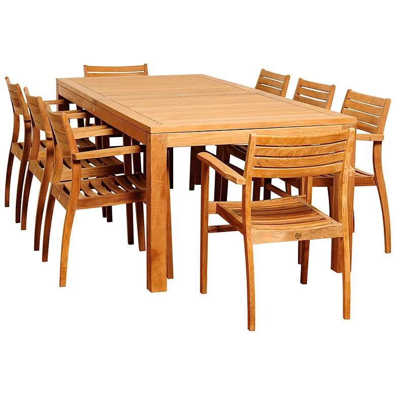 Image 2 Glenlea Teak Wood 9-Piece Rectangular Patio Dining Set