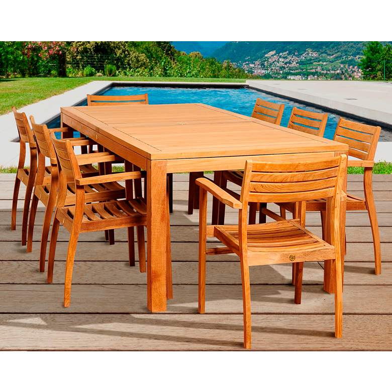 Image 1 Glenlea Teak Wood 9-Piece Rectangular Patio Dining Set