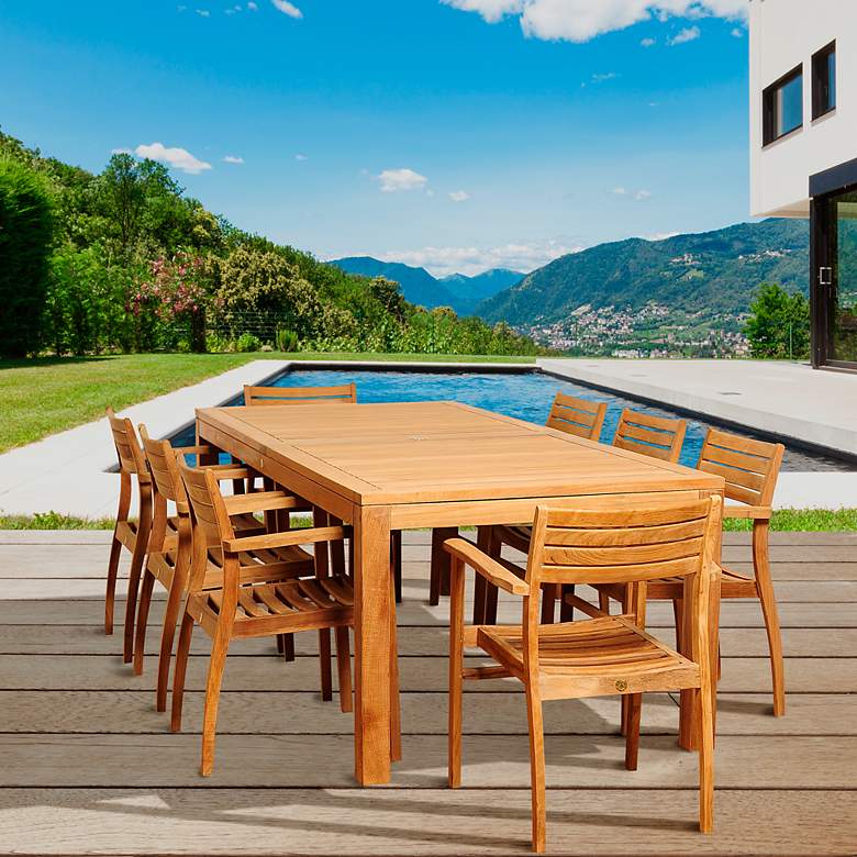 Image 5 Glenlea Teak Wood 9-Piece Rectangular Patio Dining Set more views