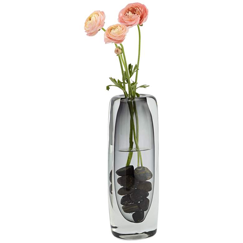 Glenn 13&quot; High Gray Double Layer Modern Glass Vase more views