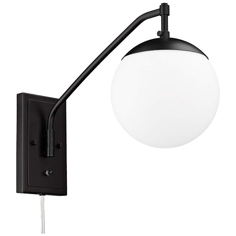 Image 2 Glenn 14" High Matte Black Wall Sconce w/ Opal Glass