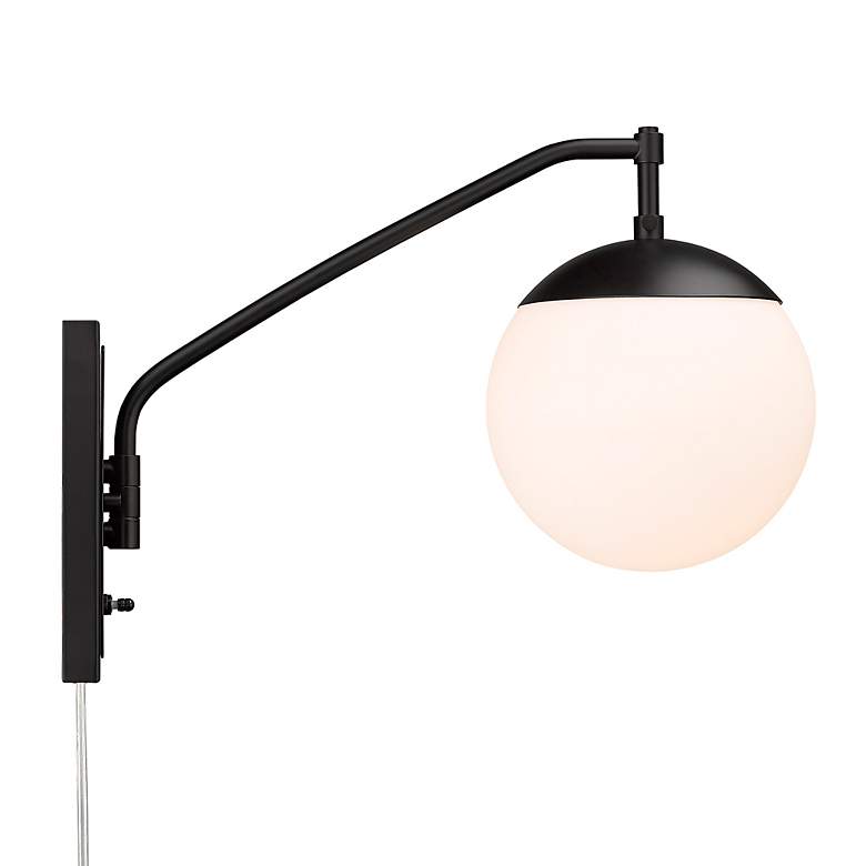 Image 3 Glenn 14" High Matte Black Wall Sconce w/ Opal Glass more views