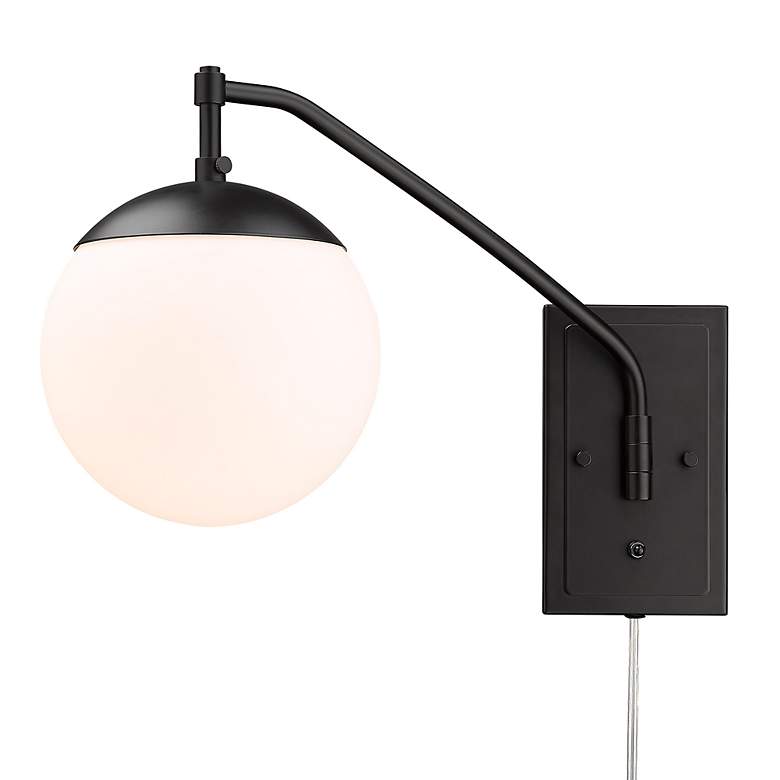 Image 4 Glenn 14" High Matte Black Wall Sconce w/ Opal Glass more views