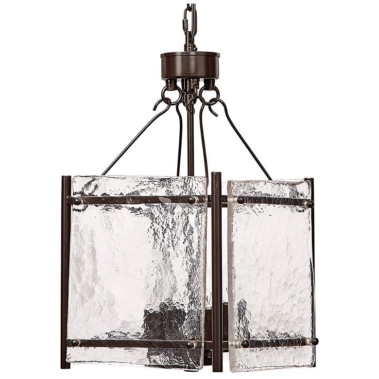 Image 2 Glenn 14" Wide Bronze Pendant Light with Textured Glass