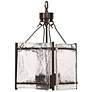 2_Glenn 14" Wide Bronze Pendant Light with Textured Glass