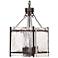 Glenn 14" Wide Bronze Pendant Light with Textured Glass