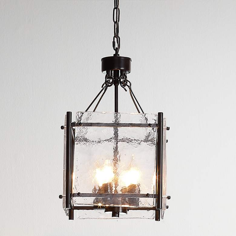 Image 1 Glenn 14" Wide Bronze Pendant Light with Textured Glass