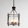 1_Glenn 14" Wide Bronze Pendant Light with Textured Glass
