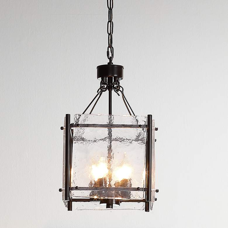 Image 3 Glenn 14" Wide Bronze Pendant Light with Textured Glass more views