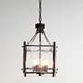 3_Glenn 14" Wide Bronze Pendant Light with Textured Glass more views