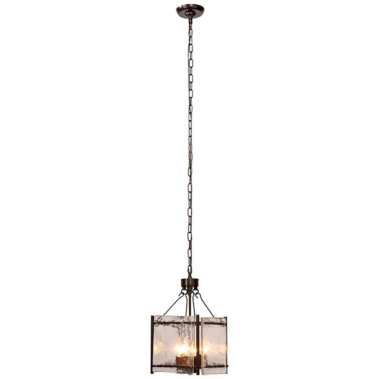 Image 7 Glenn 14" Wide Bronze Pendant Light with Textured Glass more views