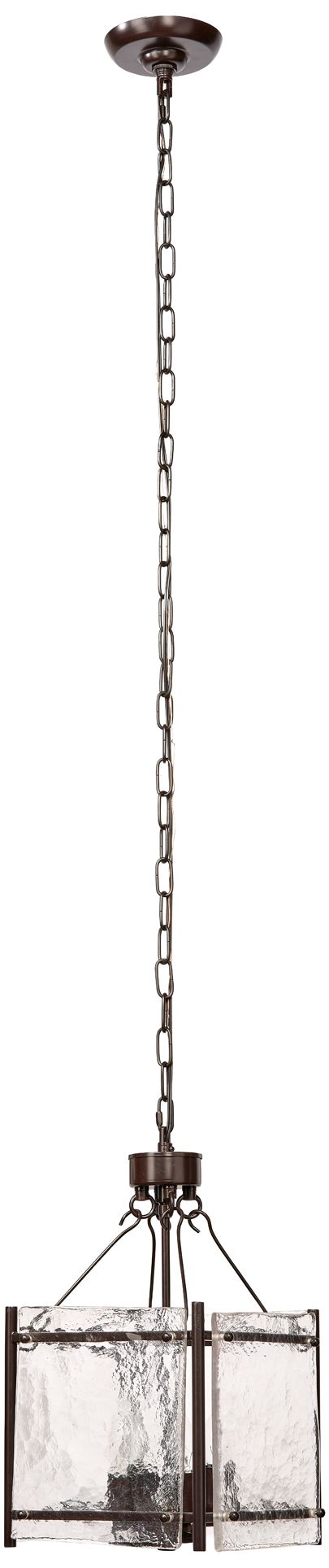 Glenn 14" Wide Bronze Pendant Light with Textured Glass