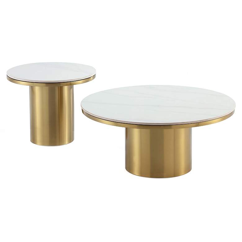 Image 1 Glenn 2-Piece Modern Coffee Table and End Table Set in Gold
