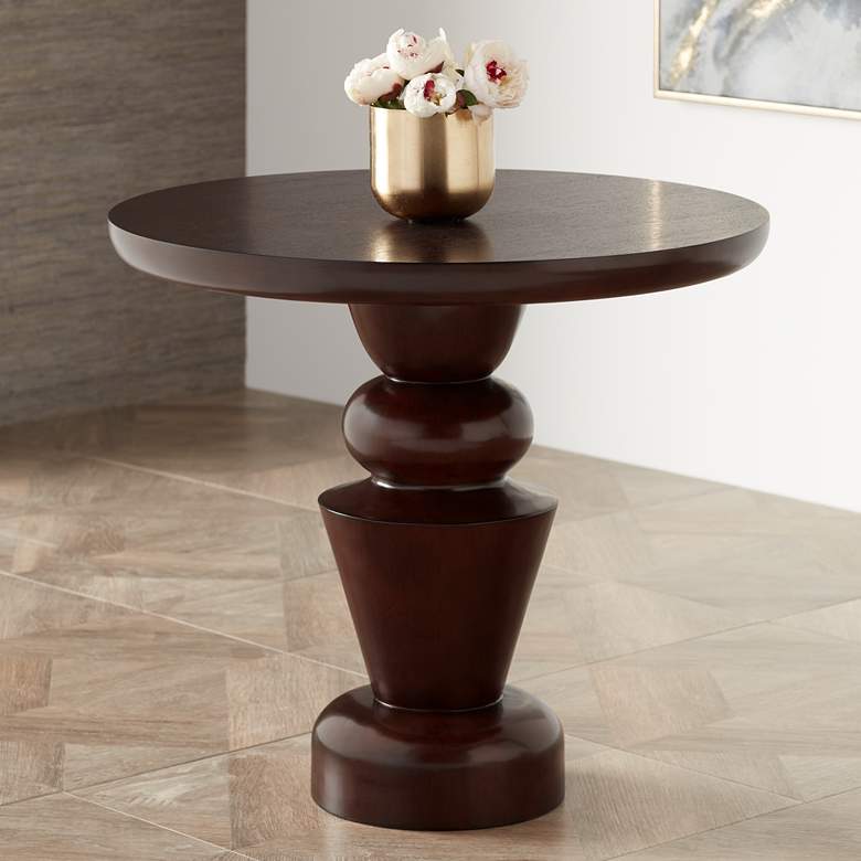 Image 2 Glenn 30" Wide Oak Veneer Pedestal Table