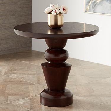 Glenn 30" Wide Oak Veneer Pedestal Table