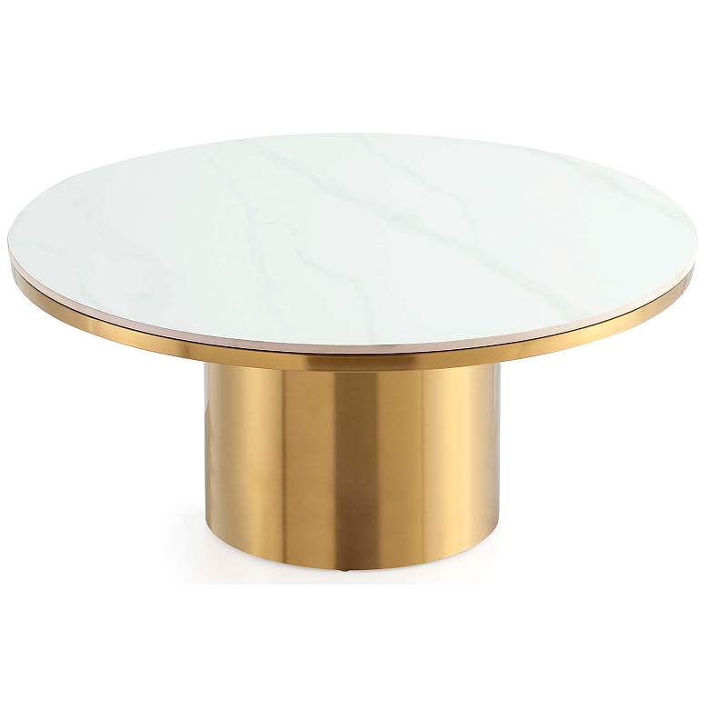 Image 1 Glenn 31 1/2" Wide Gold Round Coffee Table