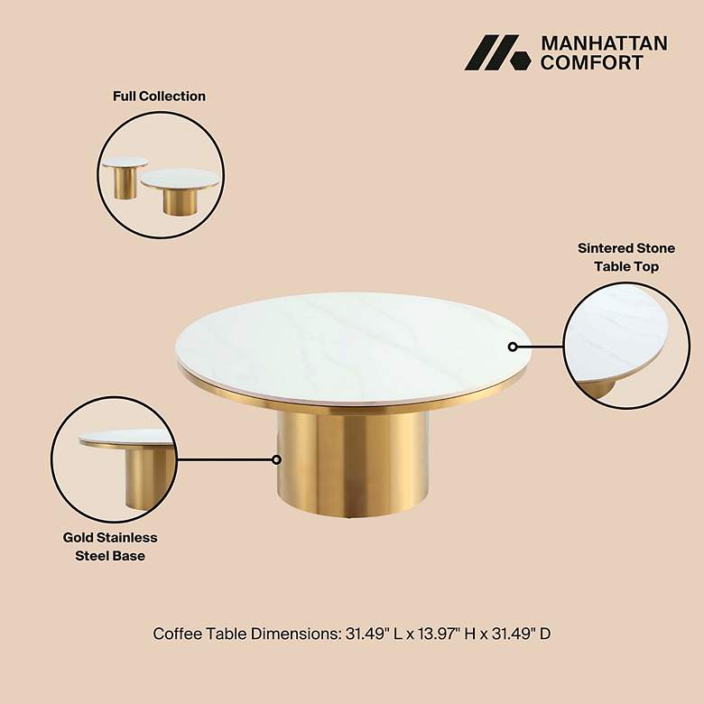Image 4 Glenn 31 1/2" Wide Gold Round Coffee Table more views