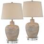 Glenn Dapp Beige Pot Table Lamps With 8" Round Risers