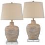 Glenn Dapp Beige Pot Table Lamps With 8" Square Risers