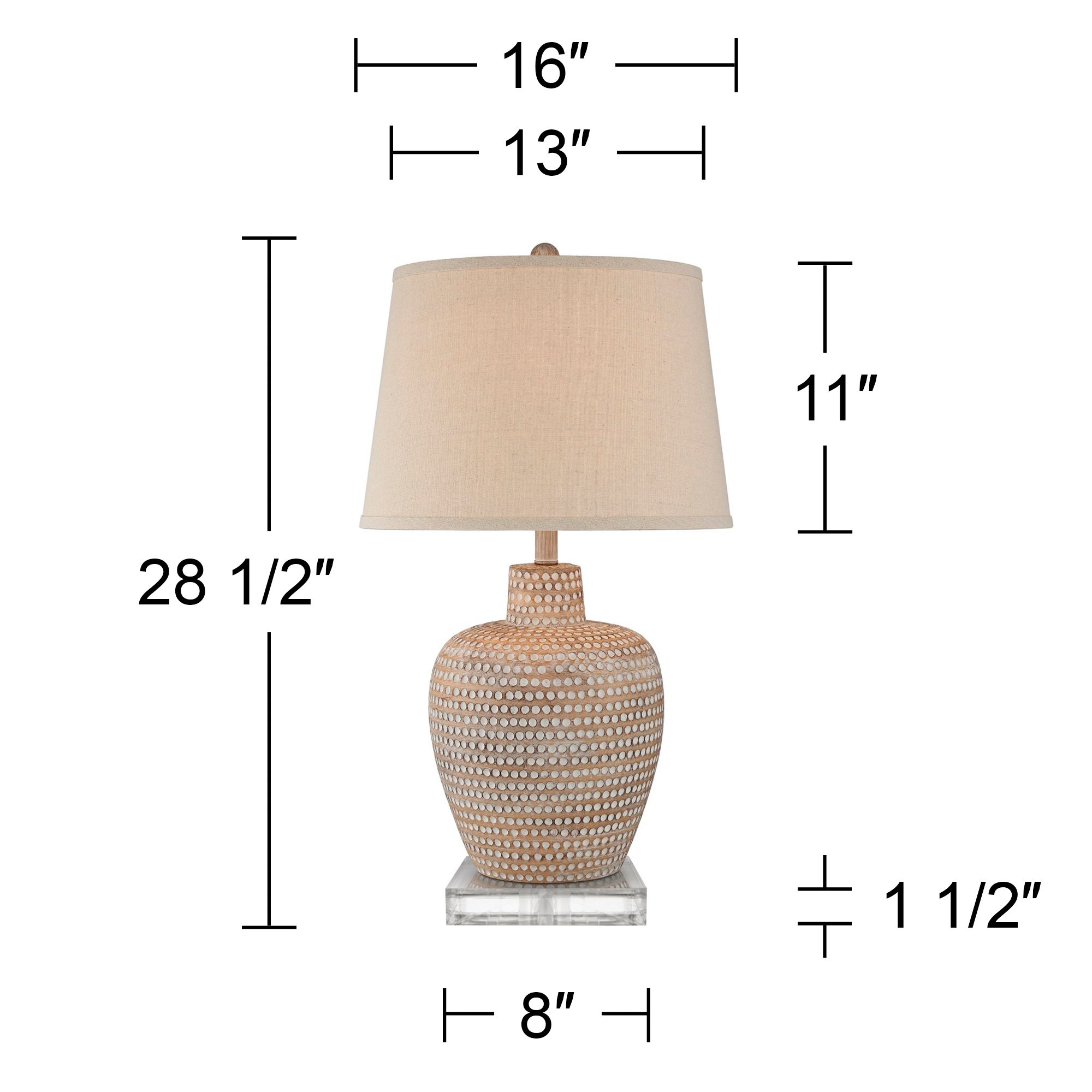 Image 5 Glenn Dapp Beige Pot Table Lamps With 8" Square Risers more views