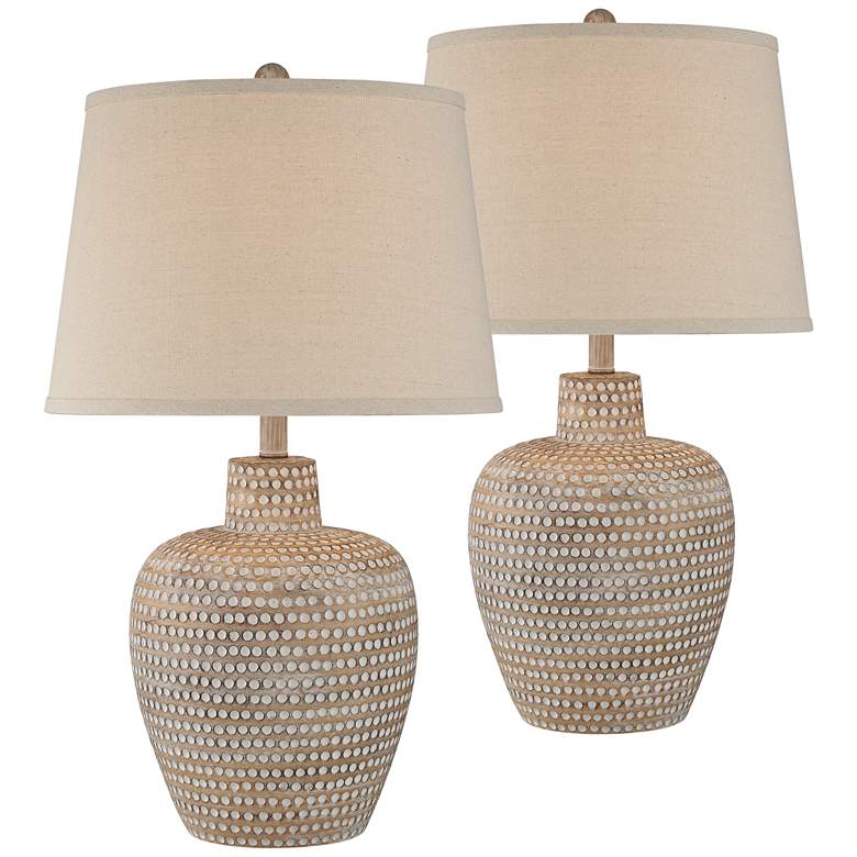 Image 2 Glenn Dappled Beige Table Lamps Set of 2 with Smart Sockets