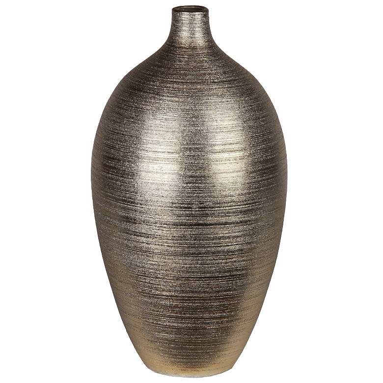 Image 1 Glenn Small Metallic Silver 14 inch High Ceramic Vase