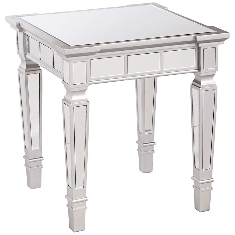 Glenview 22&quot; Wide Mirrored and Matte Silver End Table more views