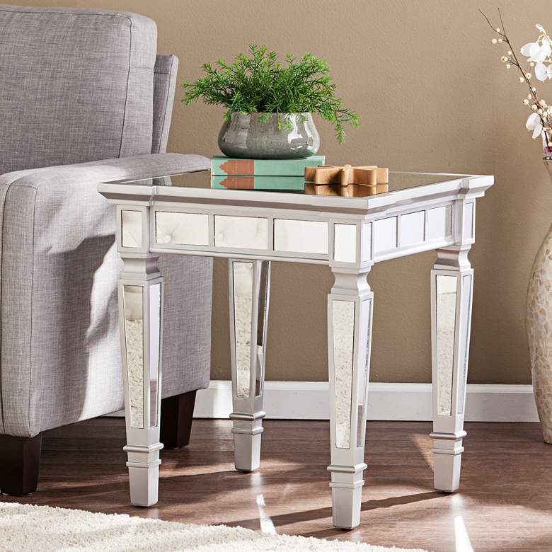 Image 5 Glenview 22" Wide Mirrored and Matte Silver End Table more views