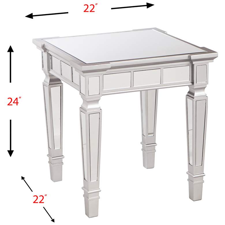 Image 7 Glenview 22" Wide Mirrored and Matte Silver End Table more views