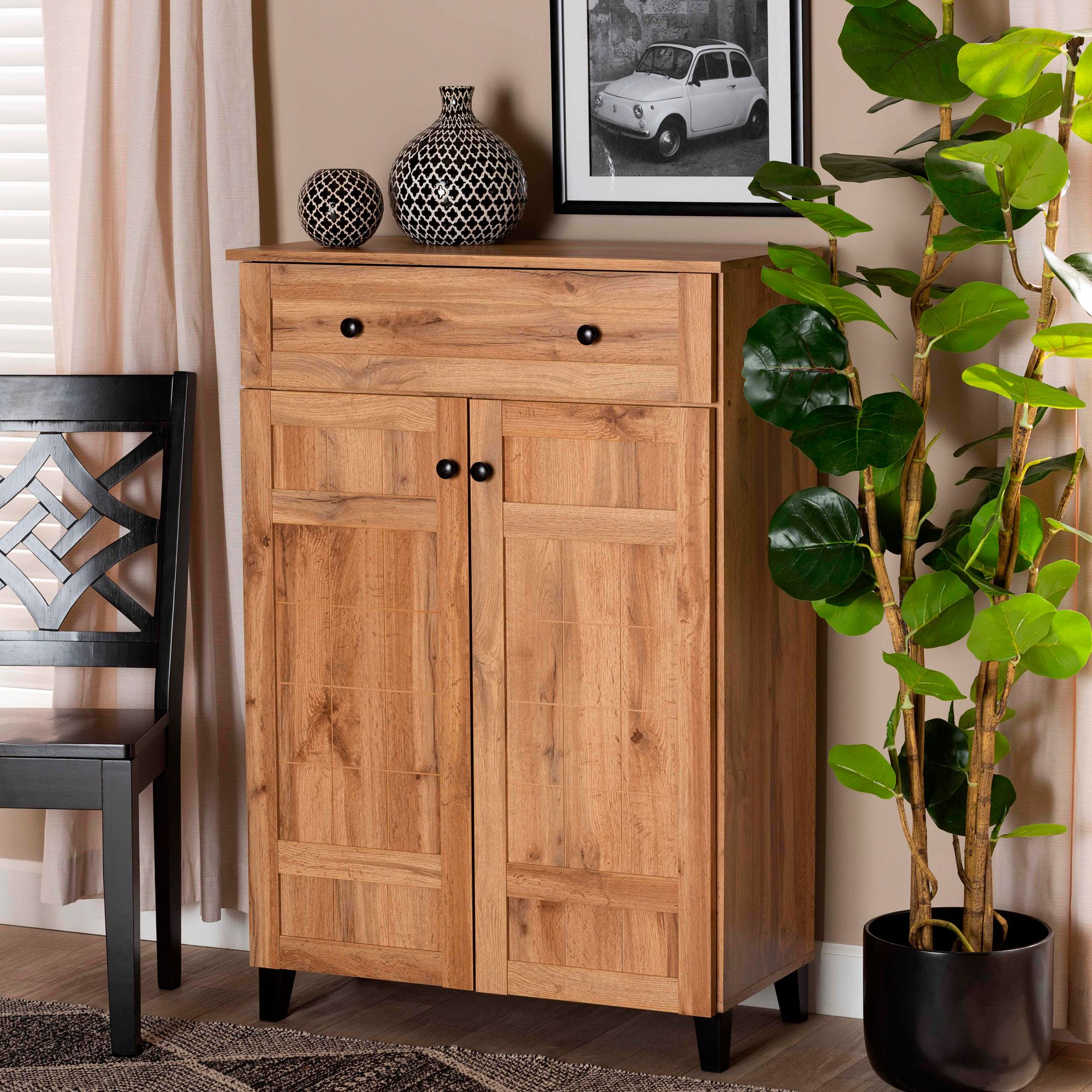 Oak wood best sale shoe cabinet