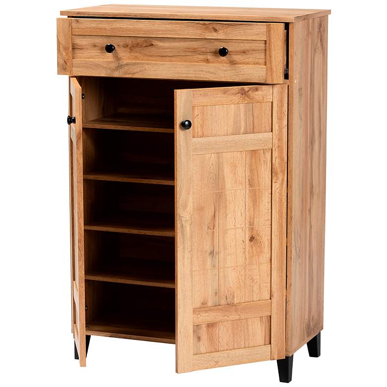 Image 6 Glidden 30 1/2" Wide Oak Brown 1-Drawer Shoe Storage Cabinet more views